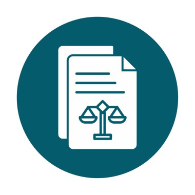 Yasal belgeler satır simgesi. Adalet terazisi imzası. Hüküm doktoru sembolü. Vektör illüstrasyonu 