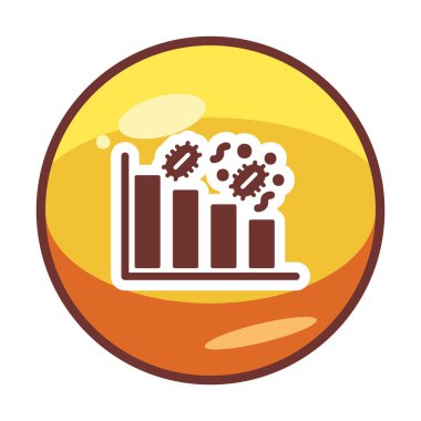 Grafik ve bakteri simgesi, vektör illüstrasyonu ile azalan kavram   