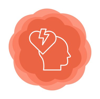 İnsan kafası ve kırık kalp düz renk vektör simgesi tasarımı