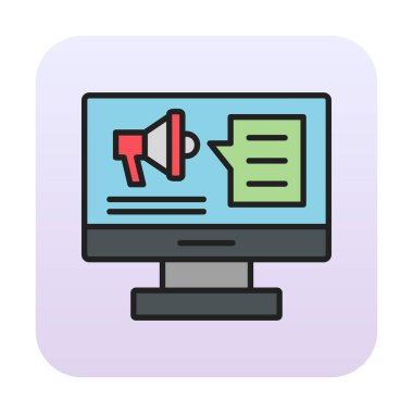 bilgisayar monitörü ve megafon, Dijital Kampanya konsept vektörü