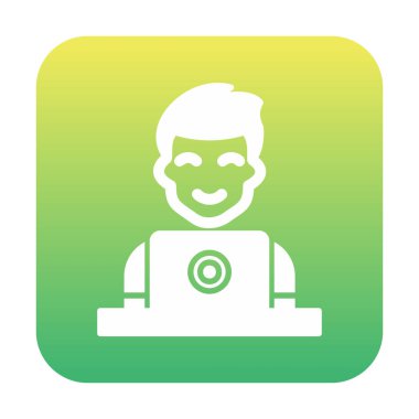 Dizüstü bilgisayarı olan adam vektör çizimi  