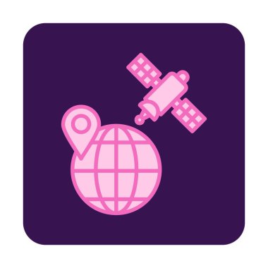 Uydu sistemi simge vektörlü dünya gezegeni