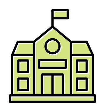 Okul binası simgesi, vektör illüstrasyonu