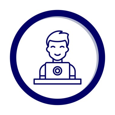 Dizüstü bilgisayarı olan adam vektör çizimi  