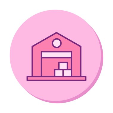 Kutu simgesi ve vektör illüstrasyonlu depo 