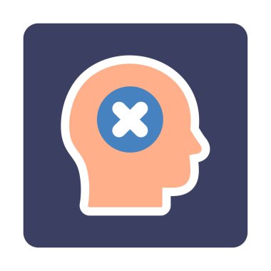 Çapraz işaretli insan kafası, güvensiz kişi, vektör illüstrasyonu