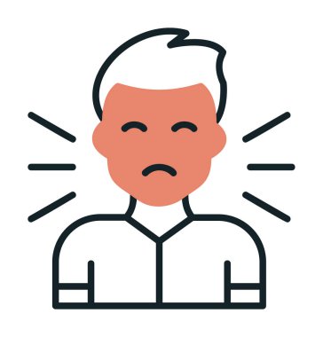 Korkmuş adam simgesi, korku konsepti, vektör illüstrasyonu