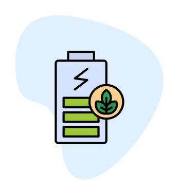 Vektör ekoloji ikonu illüstrasyonu. Yeşil Pil                           