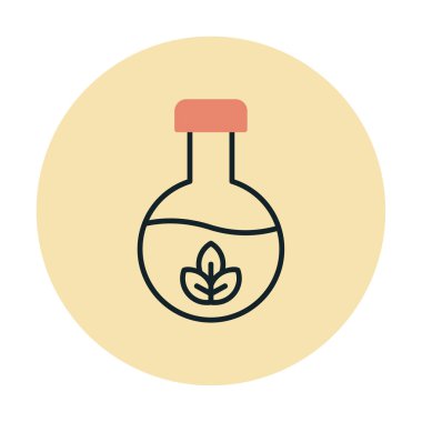 Yaprak ikonu resimli vektör matarası. Kimya konsepti              