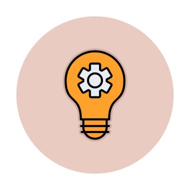 Simge vektör çiziminin içindeki vitesli basit ampul