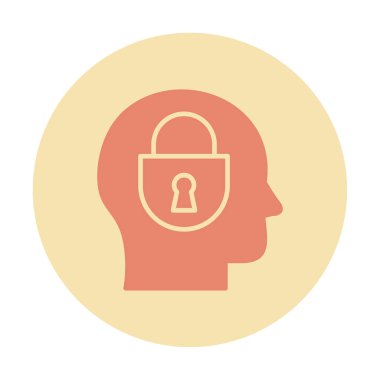 Erkekler kafasında kilit, yaratıcı vektör simgesi olan güvenlik kavramı