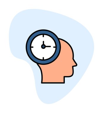 İnsan kafası ikonlu saat. vektör illüstrasyonu                          