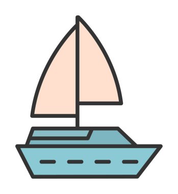 Basit tekne simgesi, vektör illüstrasyonu