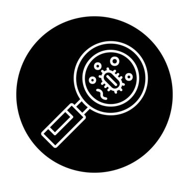 Büyüteç cam simgesi, vektör illüstrasyonu ile Bakteri aranıyor  