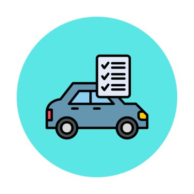 Araç kontrol listesi simgesi, araba bakım vektörü illüstrasyonu 