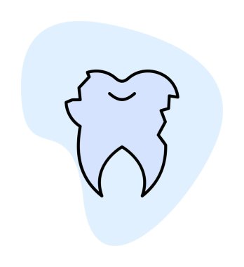 Kırık diş simgesi vektör illüstrasyonu 