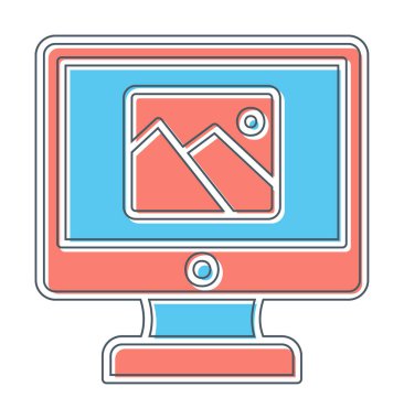 Comoputer galeri simgesi, vektör illüstrasyonu