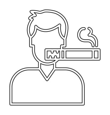 Sigara ikonlu sigara içen adam, vektör illüstrasyonu 