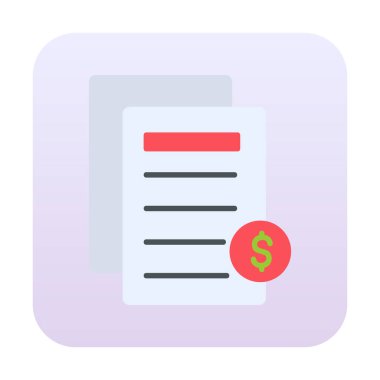 Bill düz simgesi, vektör illüstrasyonu