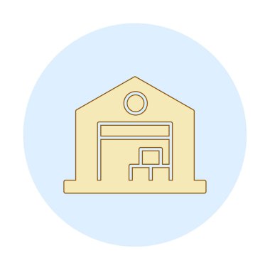 Kutu simgesi ve vektör illüstrasyonlu depo 