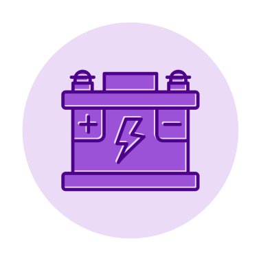 Araba aküsü simgesi. Ağ için Kataloglayıcı imza vektör simgesinin düz çizimi.