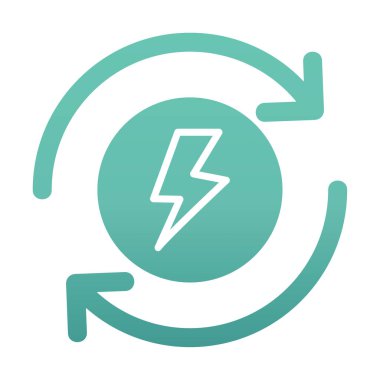 Enerji simgesi, daire oklu ışıkyılı, vektör illüstrasyonu