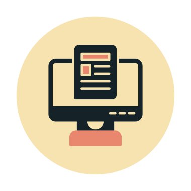 Yazı simgesi, vektör illüstrasyonlu bilgisayar ekranı