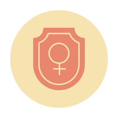 Kadın seks sembollü kalkan simgesi, vektör çizimi basit tasarım