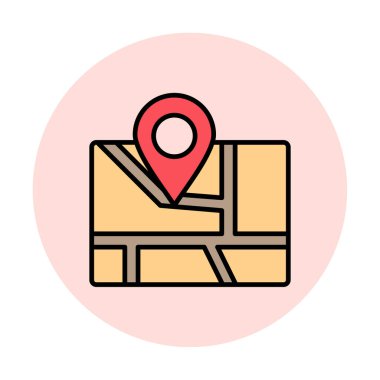 Konum iğnesi, vektör illüstrasyonlu harita simgesi