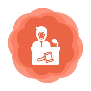 Açık artırmacı simgesi düz stil, vektör illüstrasyonu