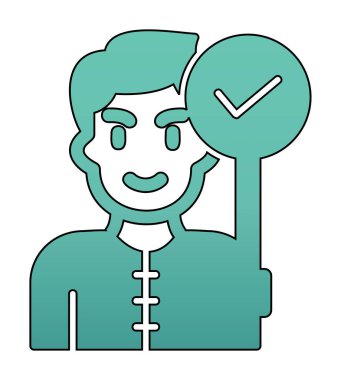 Bayrak taşıyan adam, vektör illüstrasyonu 