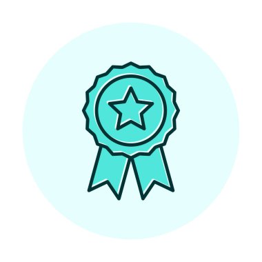 düz basit ödül rozet vektör düz çizgi simgesi