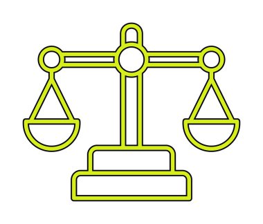 Adalet ölçeği ve denge vektörü çizimi tasarımı 