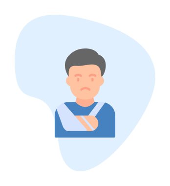 Kırık el çizgisi ikonu olan adam, zayiat konsepti  