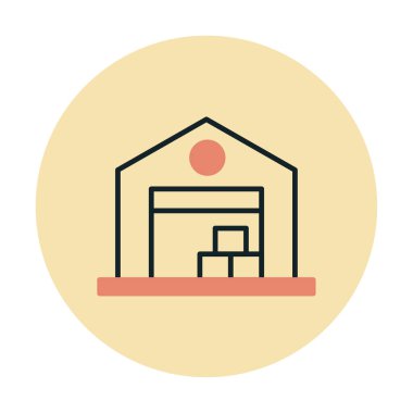 Kutu simgesi ve vektör illüstrasyonlu depo 