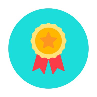 düz basit ödül rozet vektör düz çizgi simgesi