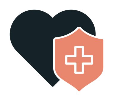 Çapraz ikonlu kalp, vektör çizimi. Sağlık hizmetleri kavramı                             