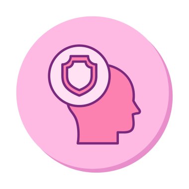 Kalkan ikonlu düz kafa. vektör illüstrasyonu