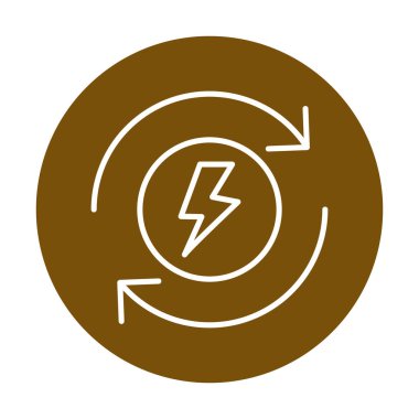 Enerji simgesi, daire oklu ışıkyılı, vektör illüstrasyonu