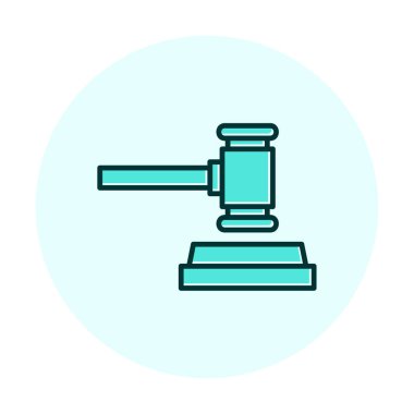 Mahkeme tokmağı ikonu. Hakim tokmak vektör simgesi rengi düz izole