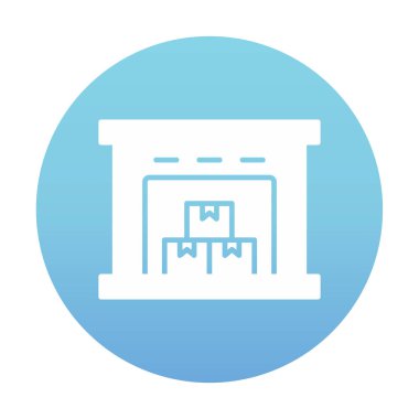 Kutu simgesi ve vektör illüstrasyonlu depo 