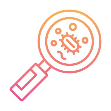 Büyüteç cam simgesi, vektör illüstrasyonu ile Bakteri aranıyor  