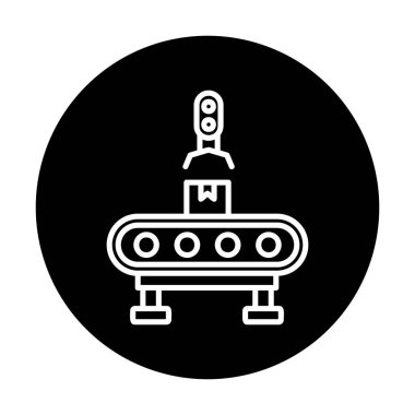 düz basit Fabrika Makine simgesi vektör çizimi  