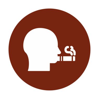 Sigara simgesi olan sigara içen adamın profili, vektör illüstrasyonu 