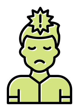 Ünlem işareti olan adam düz simge, panik konsepti, vektör illüstrasyonu