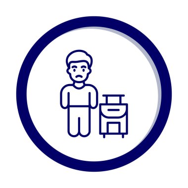 Valizli üzgün adamın vektör çizimi, mülteci