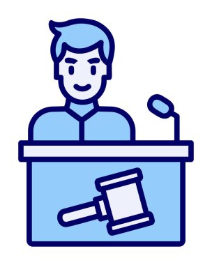 Açık artırmacı simgesi düz stil, vektör illüstrasyonu