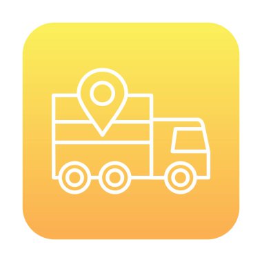konum simgesine sahip dağıtım kamyonu, basit illüstrasyon
