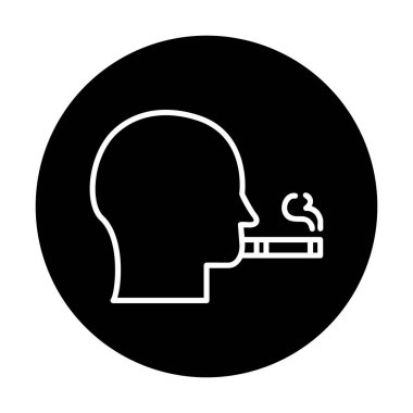 Sigara simgesi olan sigara içen adamın profili, vektör illüstrasyonu 