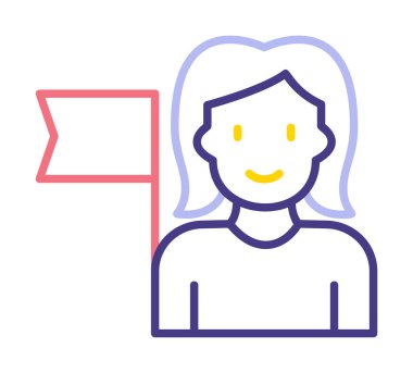 Bayrağı olan insanlar, tasarım vektörü illüstrasyonunda feminizm 